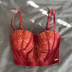 Adore Me Red Lace Bustier Bra